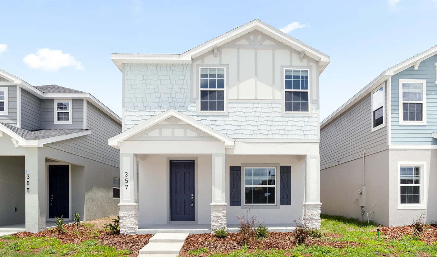 A bungalow with an alley access garage at The Crossing in St. Cloud, FL